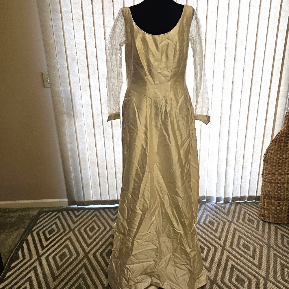 Peter Langer Beige Satin Wedding Dress 10/12‎
